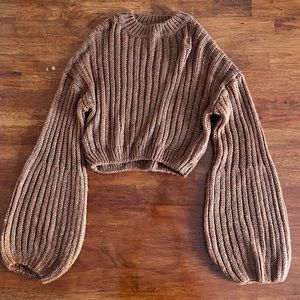 ‘Shein’ cropped knitted copper color sweater.